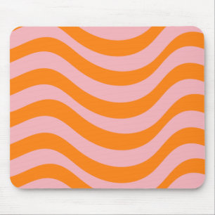 Orange Pink Groovy Retro Abstrakt Wave Y2K Muster Mousepad