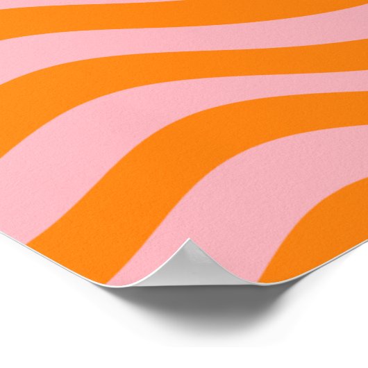 Orange Pink Groovy Retro Abstrakt Wave Y2K Muster Poster (Ecke)