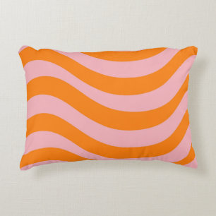 Orange Pink Groovy Retro Muster Dekokissen