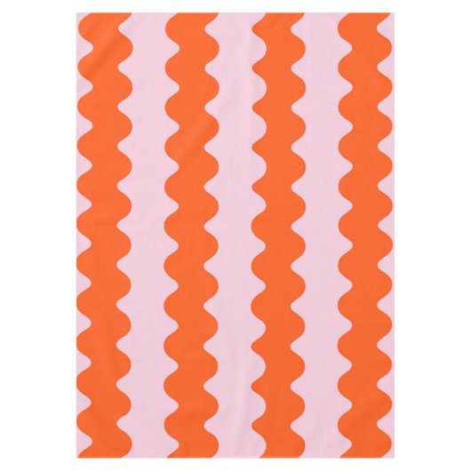 Orange Pink Groovy Stripe Minimalistisch Moderner  Tischdecke (Vorderseite)
