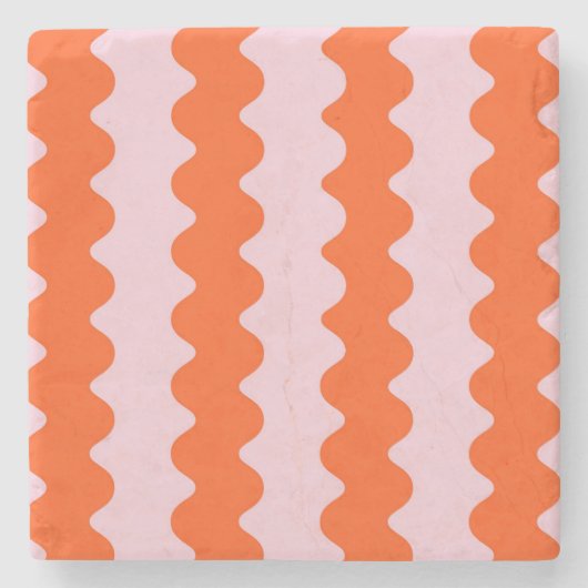 Orange Pink Groovy Stripe Minimalistischer Frühlin Steinuntersetzer (Vorderseite)
