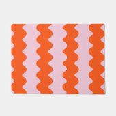 Orange Pink Groovy Stripe Moderner Minimalistische Fußmatte (Vorderseite)