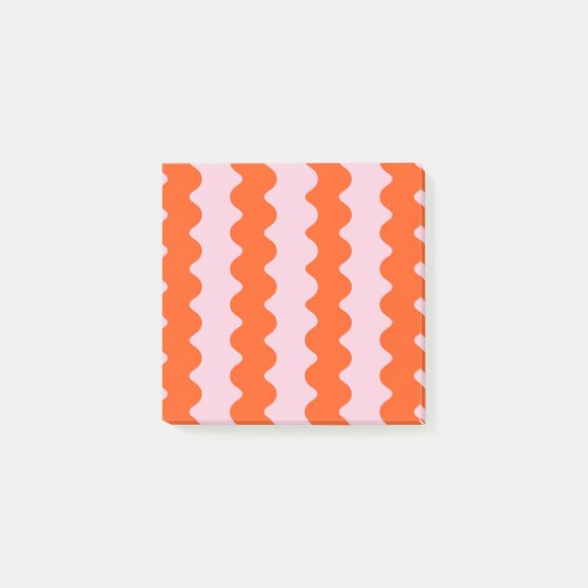Orange Pink Groovy Stripe Moderner Minimalistische Post-it Klebezettel (Vorderseite)