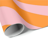 Orange Pink Groovy Wavy Stripe Moderner Minimalist Geschenkpapier (Rolleneckpunkt)