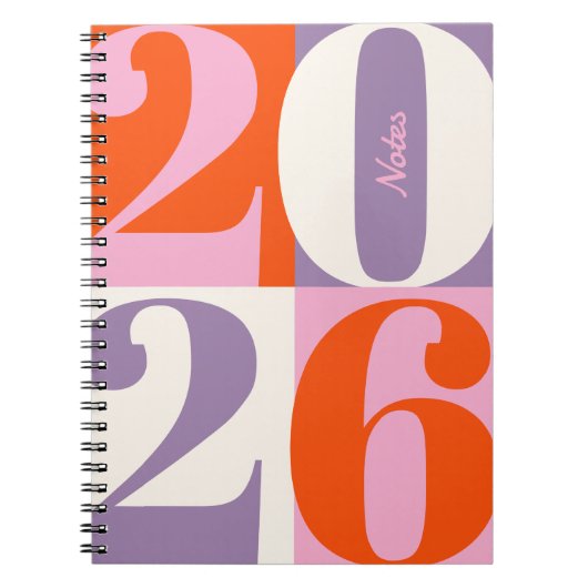 Orange Pink Lavender Bold Year Color Block Notizblock (Vorderseite)