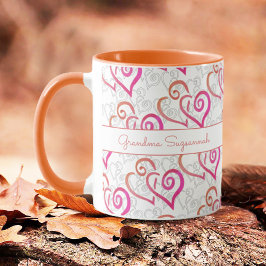 Orange Pink Linked Heart Artwork Custom Tasse