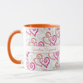 Orange Pink Linked Heart Artwork Custom Tasse (Links)