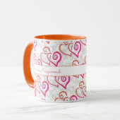 Orange Pink Linked Heart Artwork Custom Tasse (Vorderseite Links)