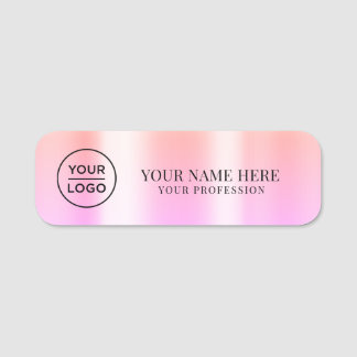 Orange Pink Logo Employee magnetic, safety pin Namensschild