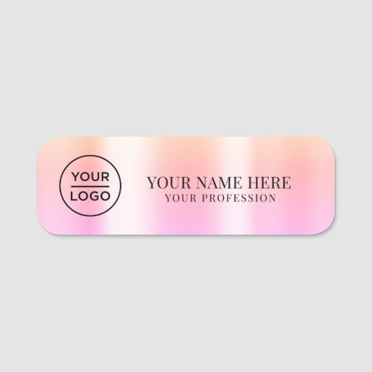 Orange Pink Logo Employee magnetic, safety pin Namensschild (Vorderseite)