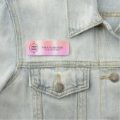 Orange Pink Logo Employee magnetic, safety pin Namensschild (Beispiel)