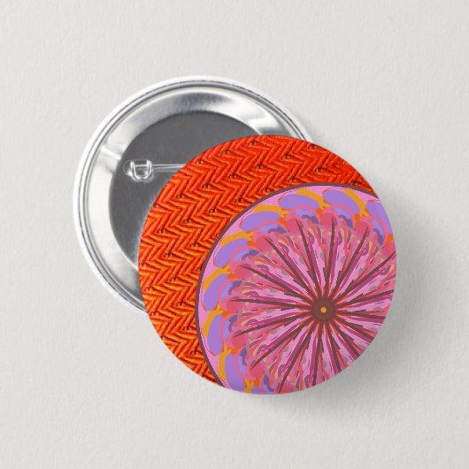 Orange & Pink Mandala Button Button (Vorne & Hinten)