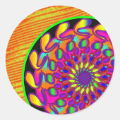 Orange & Pink Mandala Klassischer Rundsticker Runder Aufkleber (Vorderseite)