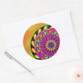 Orange & Pink Mandala Klassischer Rundsticker Runder Aufkleber (Umschlag)