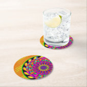 Orange & Pink Mandala Party Runder Pappuntersetzer (Vor Ort)