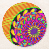Orange & Pink Mandala Party Runder Pappuntersetzer (Vorderseite)