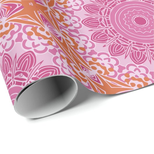 Orange Pink Mandala Pattern Geschenkpapier (Rolleneckpunkt)