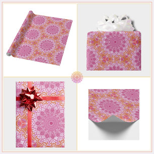 Orange Pink Mandala Pattern Geschenkpapier
