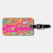 Orange Pink Modern Paisley Whimsy Pattern Gepäckanhänger (Vorderseite horizontal)
