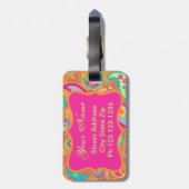 Orange Pink Modern Paisley Whimsy Pattern Gepäckanhänger (Rückseite vertikal)