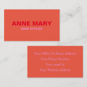 Orange Pink Modernes, feines, helles Haar Stylist Visitenkarte (Vorne/Hinten)