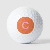 Orange Pink Monogram, erste moderne, benutzerdefin Golfball (Vorderseite)