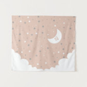 Orange Pink Moon and Stars Night Sky Wandteppich (Vorderseite (Horizontal))