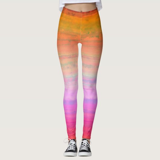 Orange Pink Ombre Leggings (Vorderseite)