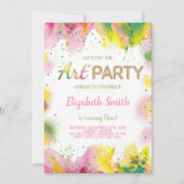 Orange & Pink Paint Birthday Einladung (Vorderseite)