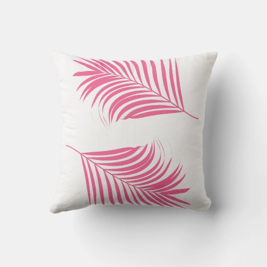 Orange Pink Palm Tree Leaf Tropical Coastal Beach Kissen (Rückseite)