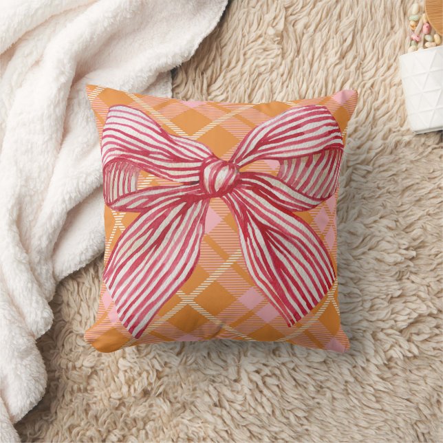 Orange Pink Pattern Holiday Bow Kissen (Decke)