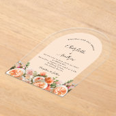 Orange pink peach florals arch clear wedding acryleinladungen (Ablage )