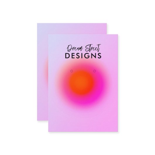 Orange Pink Red Calligraphy Earring Display Card Visitenkarte (Vorderseite/Rückseite Beispiel)