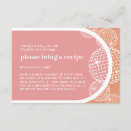 Orange PINK Retro Disco Brautparty RECIPE CARD Begleitkarte