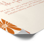 Orange & Pink Retro Floral Groovy Baby Fevor-Zeich Poster (Ecke)