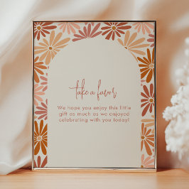 Orange & Pink Retro Floral Groovy Baby Fevor-Zeich Poster