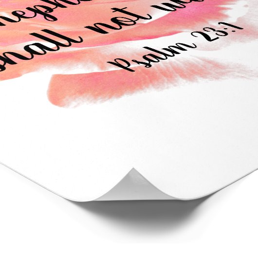 Orange Pink Rose Psalm 23:1 Poster (Ecke)