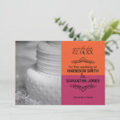 Orange & Pink Save the Date Hochzeitsankündigungen Einladung (Stehend Vorderseite)