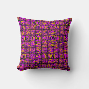 Orange Pink-Schwarz-moderne Zickzack-Muster-Webart Kissen