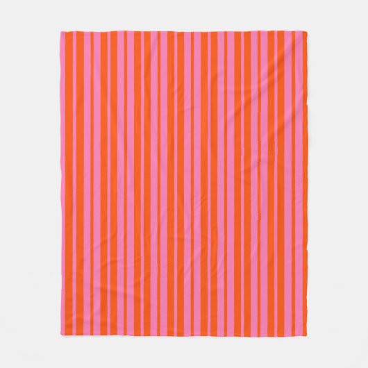Orange Pink Stilvolle Streifenmuster Design Fleecedecke (Vorderseite)