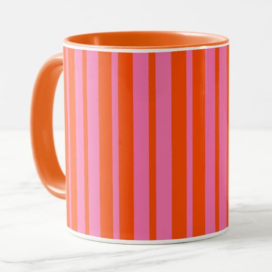 Orange Pink Stilvolle Streifenmuster Design Tasse