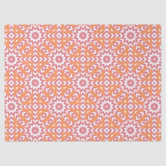 Orange & Pink Stilvolles Mosaikmuster Seidenpapier (Vorderseite)