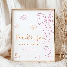 Orange Pink Streusel-Herzen-Schild Poster