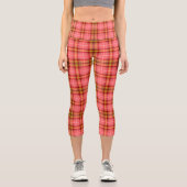 Orange Pink Tartan Capri Leggings (Vorderseite)