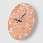 Orange Pink Terracotta Pattern Große Wanduhr (Winkel)