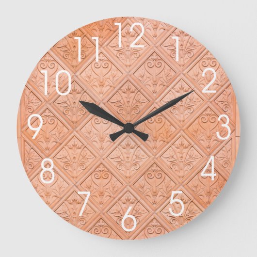 Orange Pink Terracotta Pattern Große Wanduhr (Vorderseite)