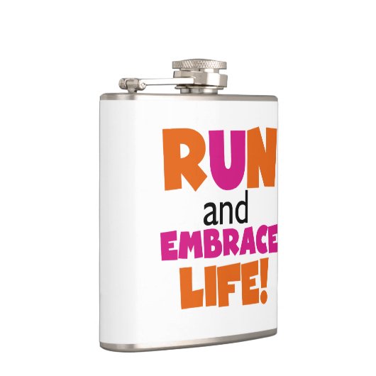 Orange Pink Text Fitness Runner Marathon Flachmann (Rechts)