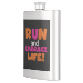 Orange Pink Text Fitness Runner Marathon Flachmann (Links)