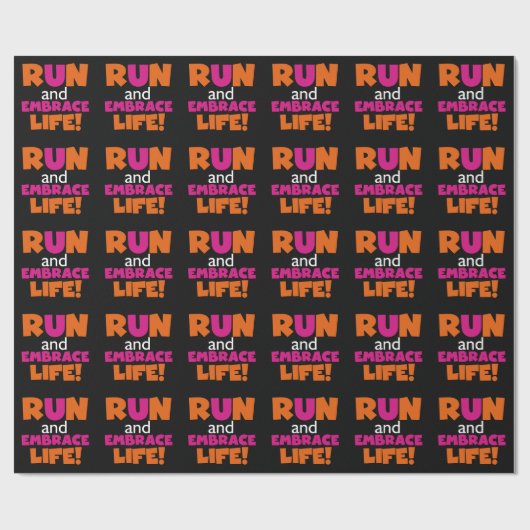 Orange Pink Text Fitness Runner Marathon Geschenkpapier (Flach)