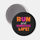 Orange Pink Text Fitness Runner Marathon Magnet (Vorderseite/Rückseite)